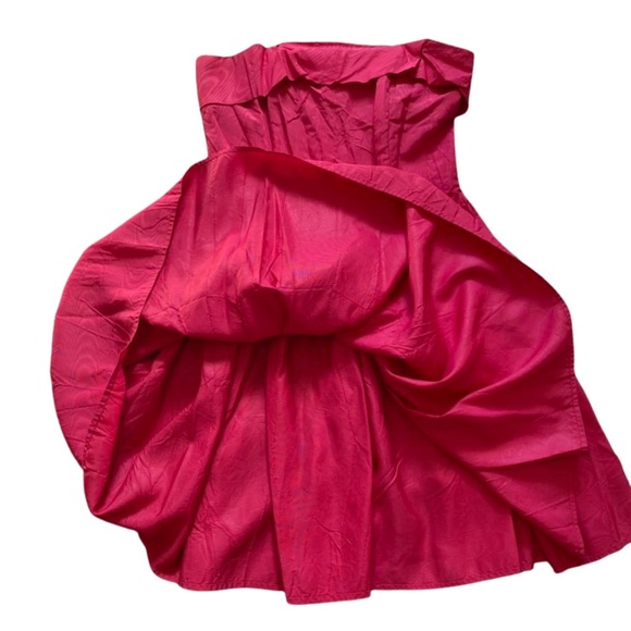 Vintage 1980's Mini Hot Pink Prom Formal Dress Ruffle Party Corset Princess 9/10 - Picture 4 of 10